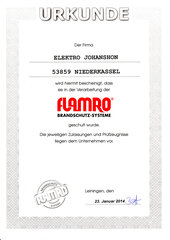 Elektro Johanshon, Schulung zur Verarbeitung von FLAMRO Brandschutzsysteme