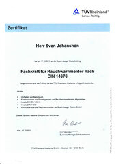 Sven Johanshon, Fachkraft für Rauchwarnmelder nach DIN 14676